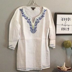 Tommy Bahama white linen tunic.